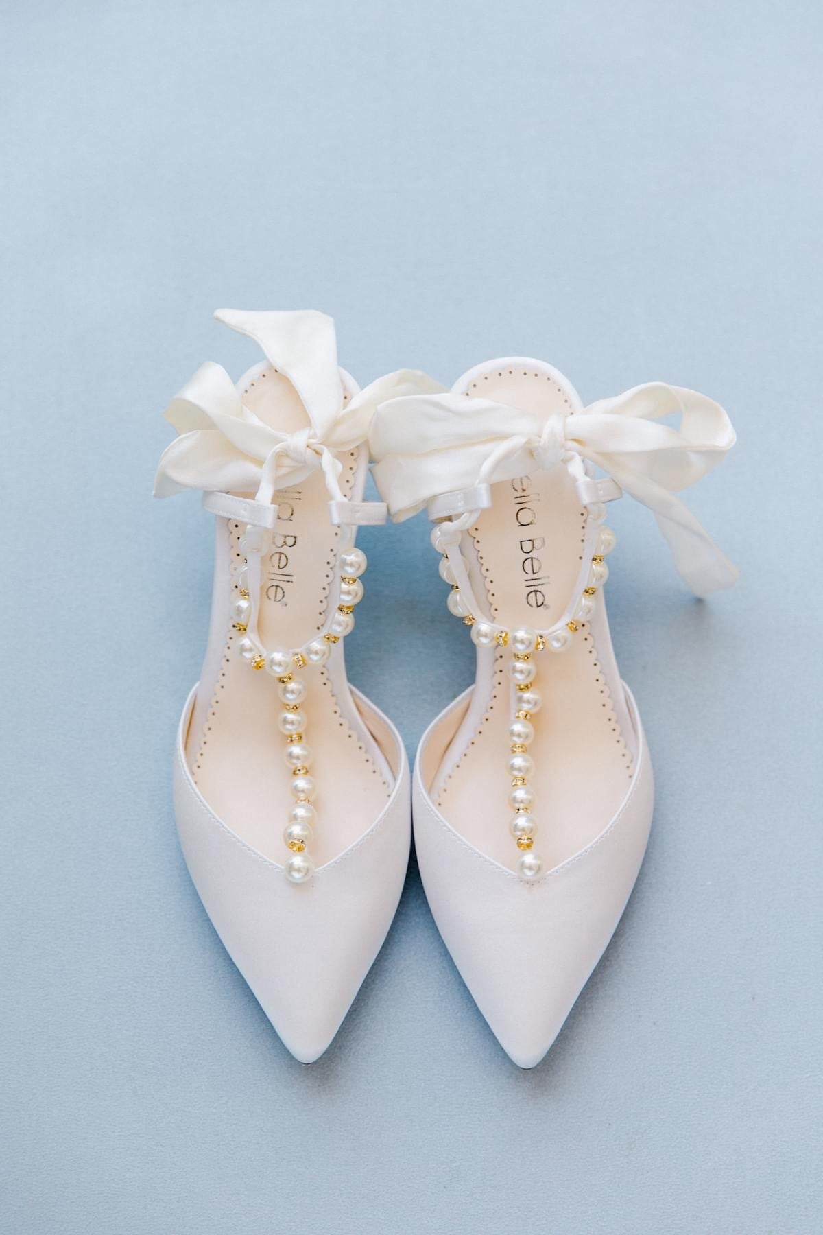 LUCIA - Ivory Pearl Bridal Shoes With Bow